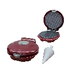 Вафельница Willmark WM-103R (1 круглая ваф. форма, терморегулятор, 750Вт, конус для морож., красная), фото 1
