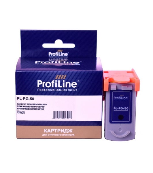 Картридж струйный ProfiLine PL-PG-50 для принтеров Canon FAX JX200/JX210/JX500/JX510/PIXMA MP150/MP160/MP170/MP180/MP450/MP460/MX300/MX310/IP2200 с чернилами Black