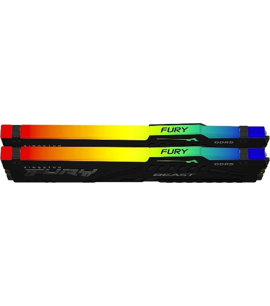 Оперативная память Kingston Fury Beast, DDR5, 64GB (2x32GB), 5600MHz, CL40, DIMM, с радиатором, RGB, черный