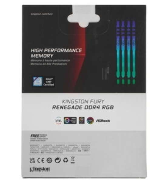 Оперативная память Kingston Fury Renegade, DDR4, 16Gb (2x8Gb), 3200MHz, CL16, DIMM, с радиаторами, RGB, черный