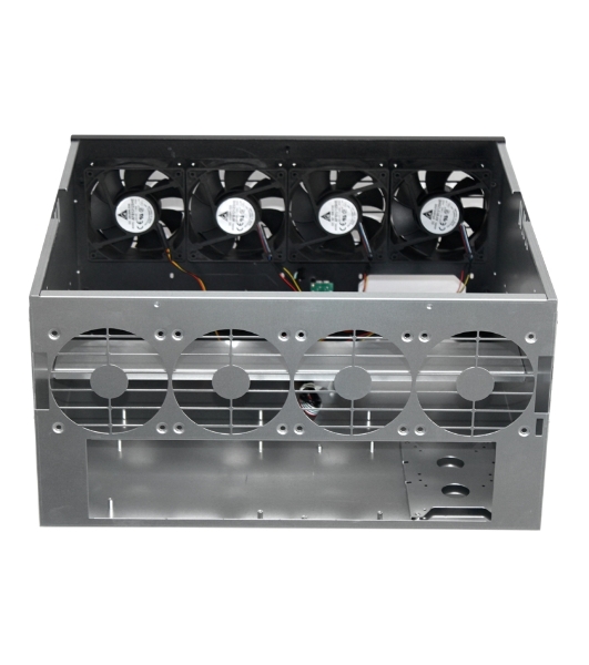 Корпус для майнинга ExeGate EX270771RUS Pro 8-430 (без БП, 2хUSB, 4хfan 120мм, места под: 8 видеокарт, 2 БП)