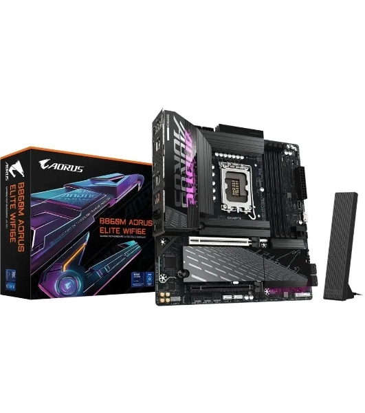 Материнская плата Gigabyte B860M AORUS ELITE WIFI6E, LGA 1851, Intel B860, 4xDDR5, 4xSATA, 3xM.2, 1xPCIe 5.0 x16, 1xPCIe 4.0 x4, 1xHDMI, 1xDP, 1xUSB4 Type-C, 1x 2.5Gb LAN, 4xUSB-A 3.2 Gen 1, 2xUSB-A 3.2 Gen 2, 4xUSB-A 2.0, 7.1, mATX
