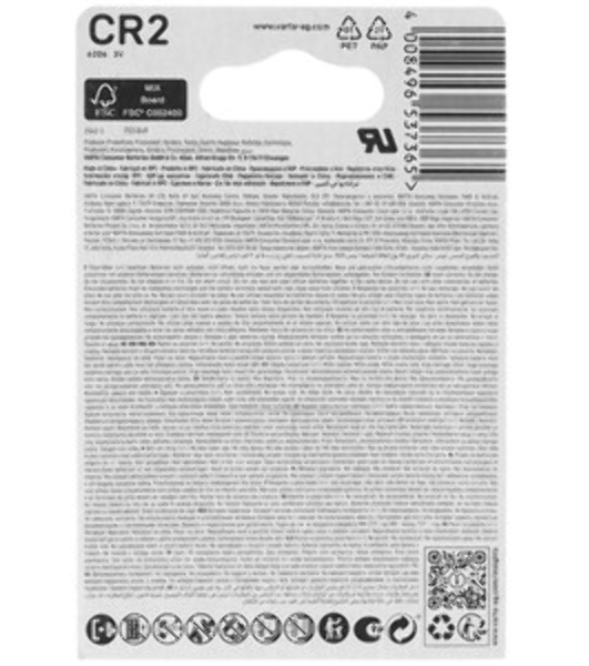 Батарейка Varta ELECTRONICS CR2 BL1 Lithium 3V (6206) (1/10/100)