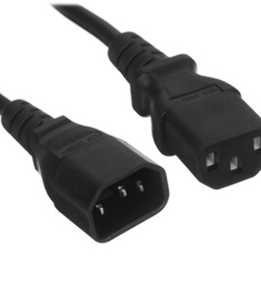 Шнур PowerCube ПВС-АП 3x0,75 C13С14-250-10-1,8, черный, 1,8 м, C13-C14, 3x0.75, 10А, с заземлением,