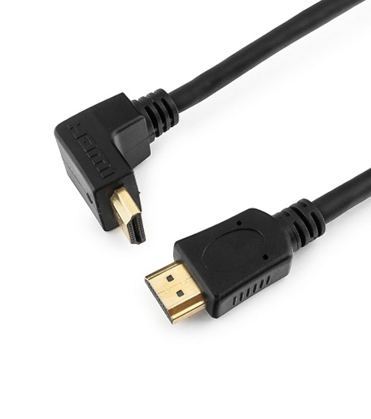 Кабель Cablexpert HDMI CC-HDMI490-15, 19M/19M, v2.0, медь, позол.разъемы, экран, угловой, 4.5м, черный, пакет