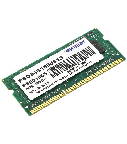 Оперативная память Patriot, DDR3, 4GB (1x4 GB), 1600 MHz, CL11, SO-DIMM