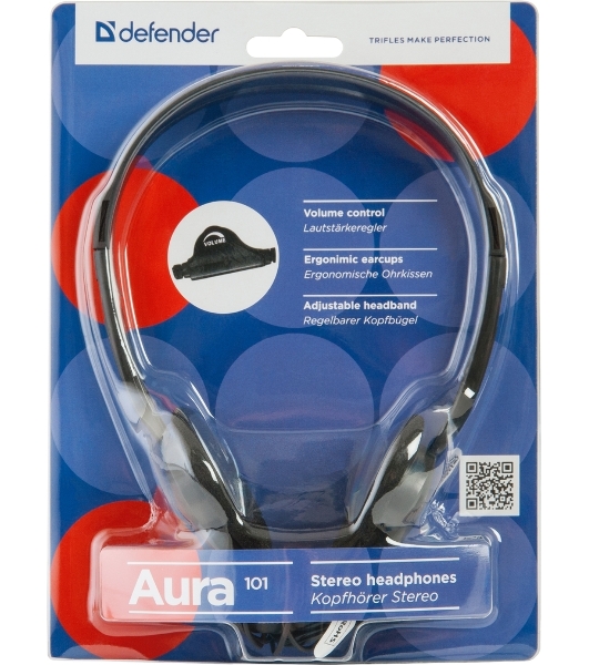 Проводные наушники Defender Aura 101 черный, накладные, Jack 3.5 мм