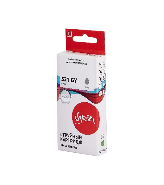 Картридж струйный Sakura 2937B004 (521 GY) для Canon, серый, 8,4 мл., 1400 к.