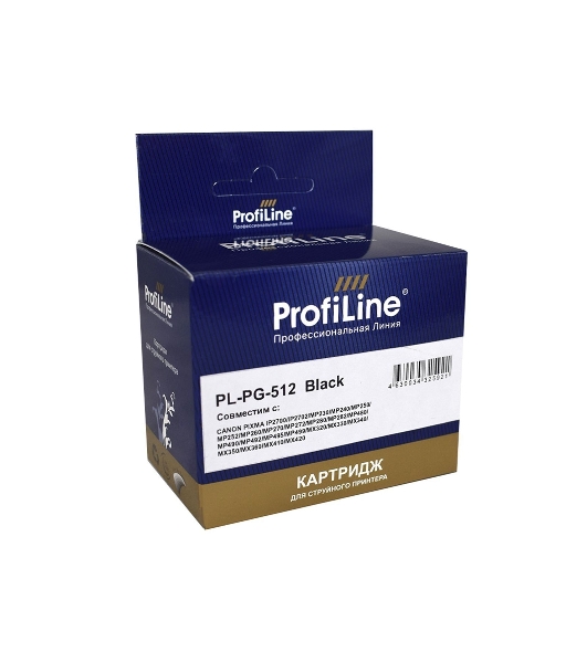 Картридж струйный ProfiLine PL-PG-512 для Canon Pixma iP2700 MP240/250/260/270/272/280/480/490/492/495/ MX320/330/340/350 Black водн