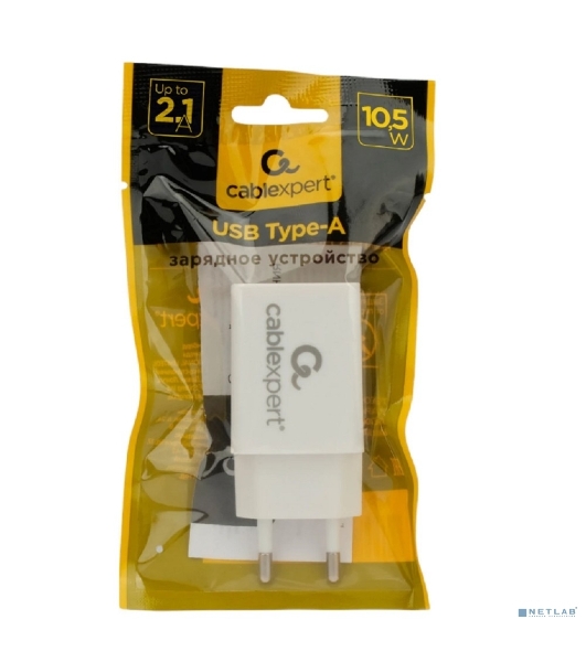 Сетевое зарядное устройство Cablexpert MP3A-PC-68, 10.5Вт, 2.1А, 1хUSB, белый, пакет