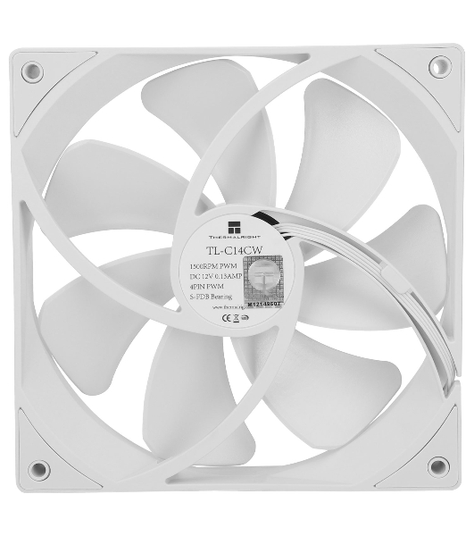 Кулер для корпуса Thermalright TL-C14CW белый (140x140x25mm, 4-pin PWM, 75.8CFM, 26.4dBA, 1500RPM)